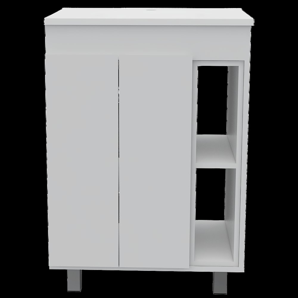 2-Shelf Rectangle Freestanding Vanity Cabinet White. Picture 1