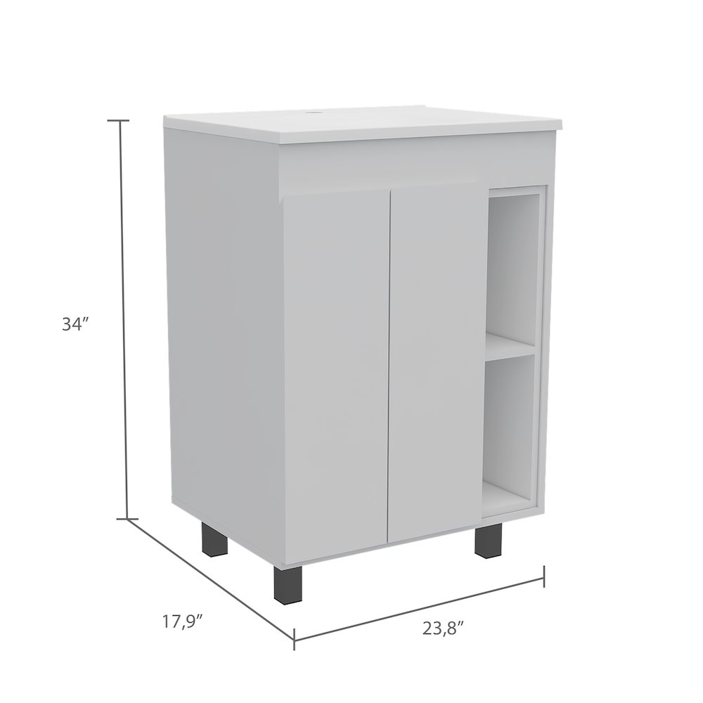 2-Shelf Rectangle Freestanding Vanity Cabinet White. Picture 3
