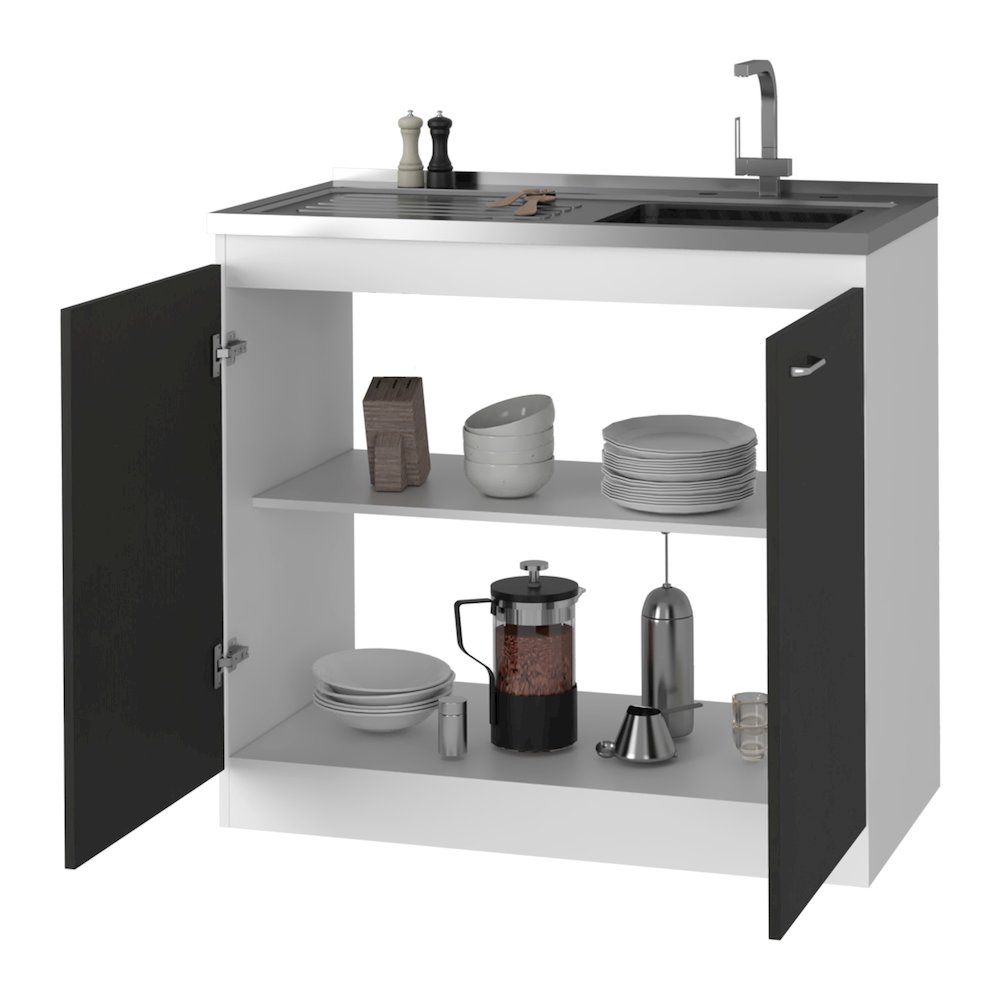 Rectangle 2-Door Utility Sink and Cabinet Dark Walnut. Picture 2