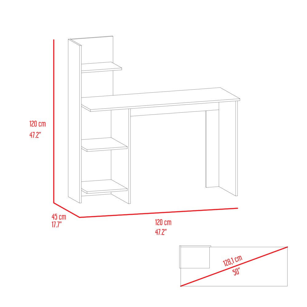 4-Shelf Writing Desk White and Pine. Picture 3