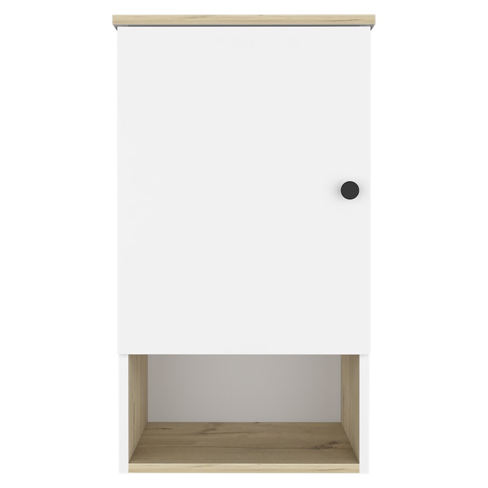 1-Shelf Medicine Cabinet Light Oak and White. Picture 1