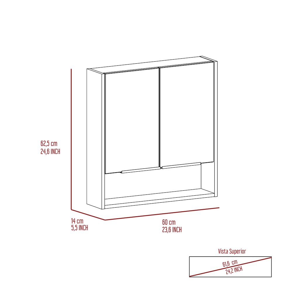 Rectangle Medicine Cabinet with Mirror White. Picture 6