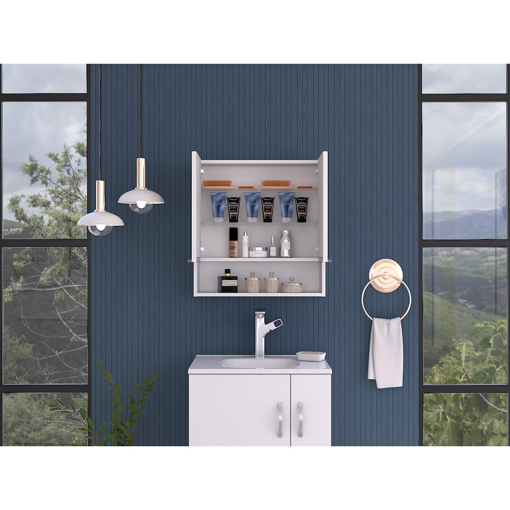 Rectangle Medicine Cabinet with Mirror White. Picture 5