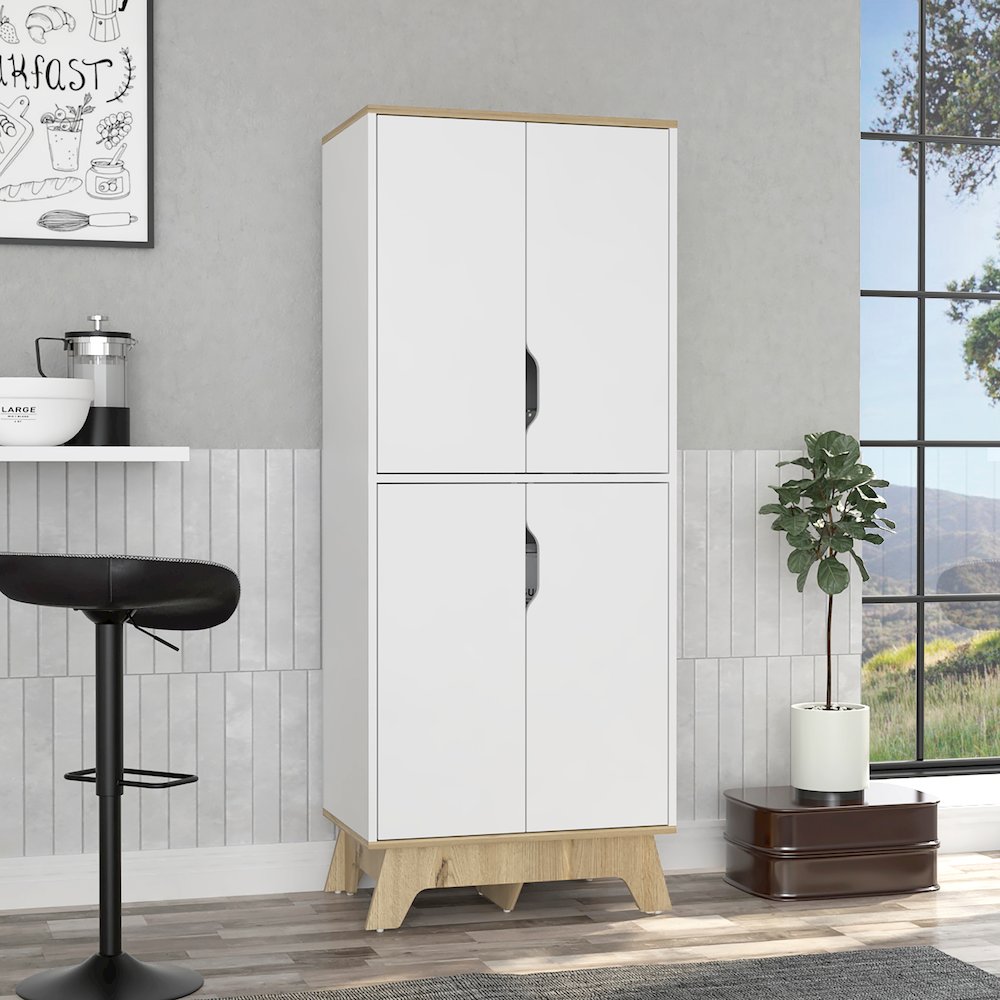 Rectangle Kitchen Pantry Light Oak and White. Picture 4