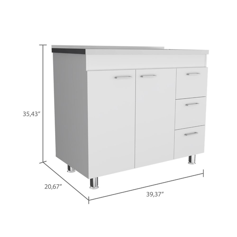 3-Drawer Base Cabinet White. Picture 3