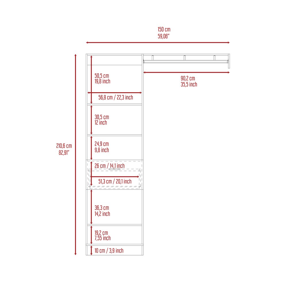 1-Drawer 4-Shelf Closet System White. Picture 7