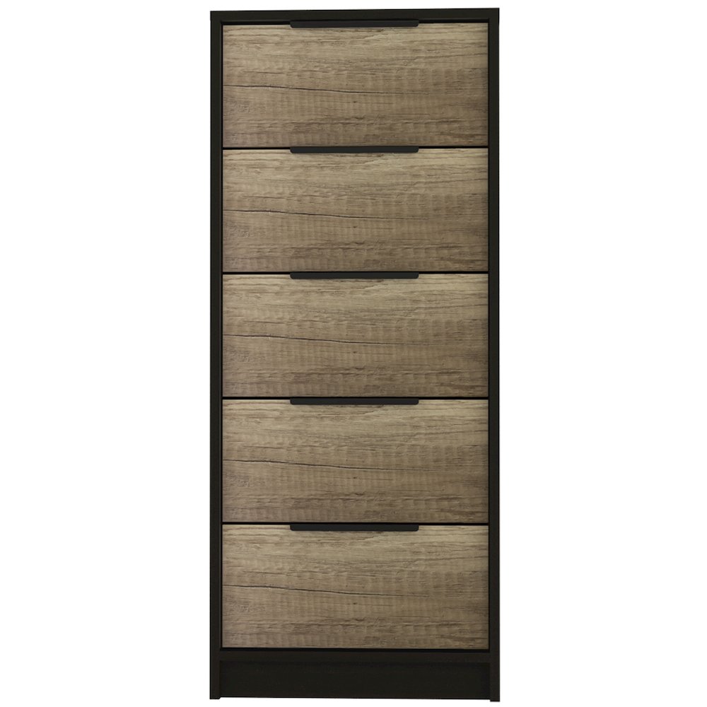 5-Drawer Rectangle Dresser Black Wengue and Light Oak. Picture 2