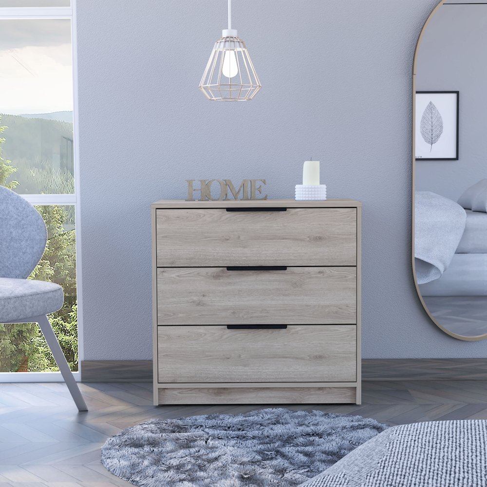 3-Drawer Rectangle Dresser Light Grey. Picture 4