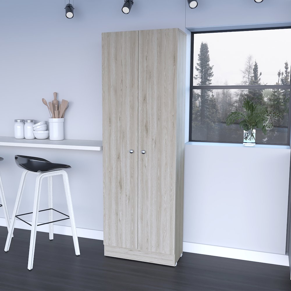 Rectangle 2-Door Storage Tall Cabinet Light Grey. Picture 4