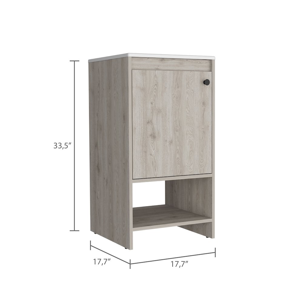 1-Shelf Freestanding Vanity Cabinet Light Gray. Picture 3