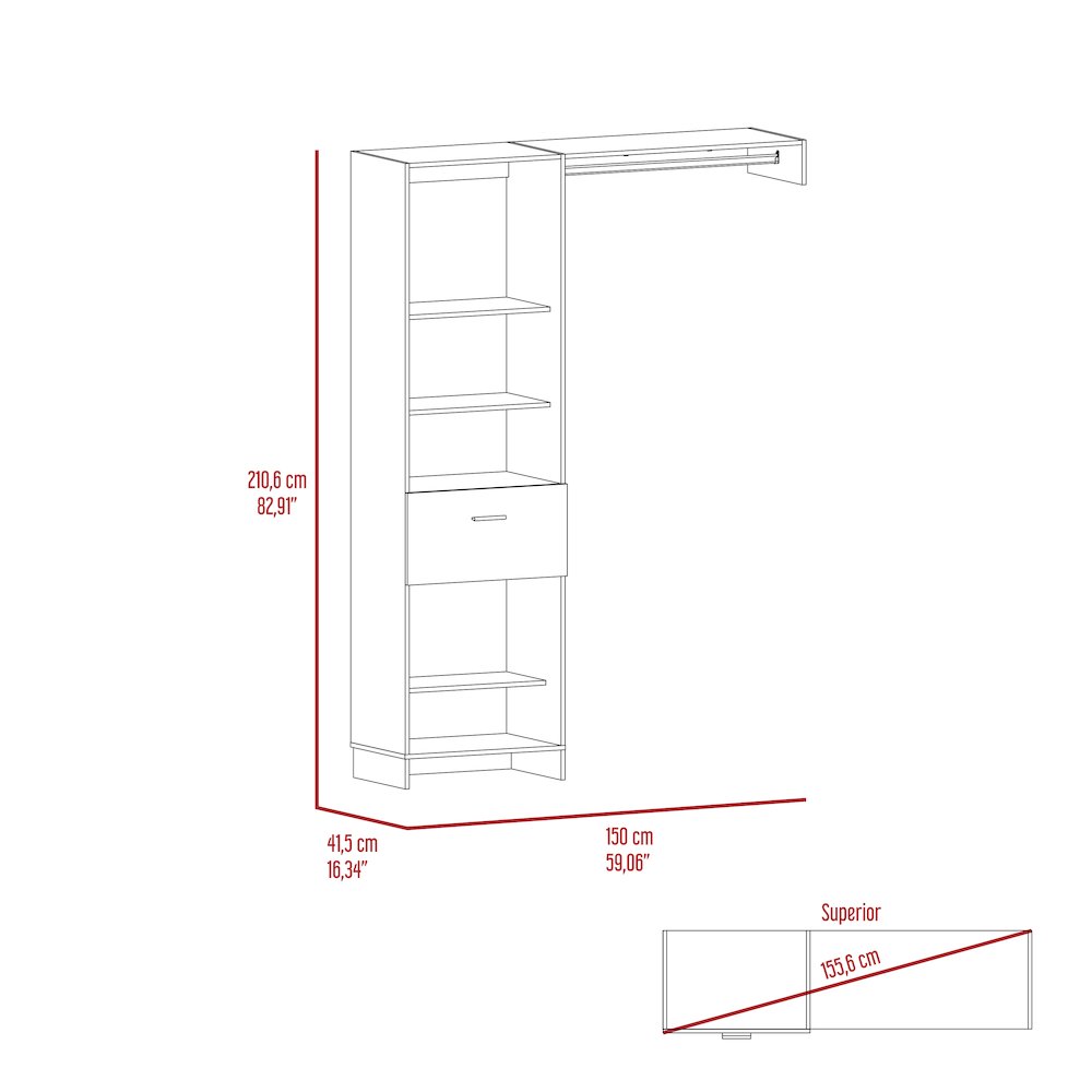 1-Drawer 4-Shelf Closet System White. Picture 6