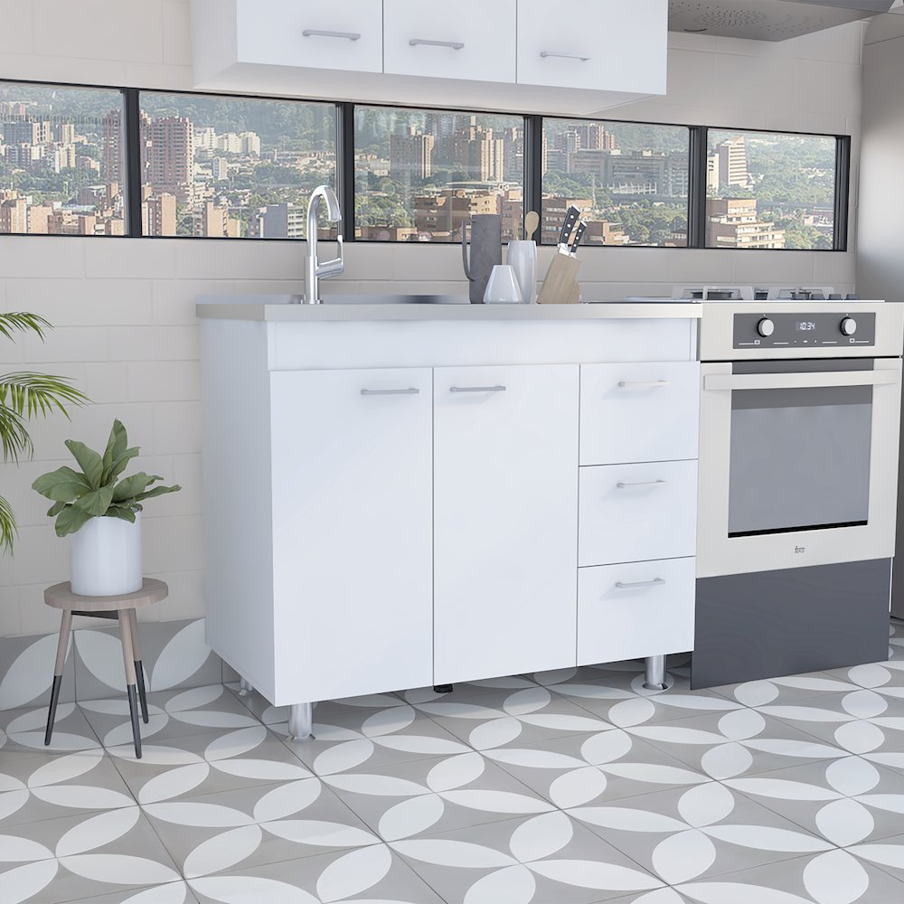 3-Drawer Base Cabinet White. Picture 4