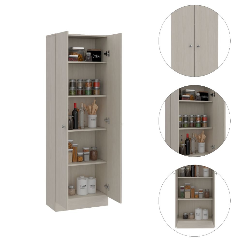 Rectangle 2-Door Storage Tall Cabinet White Washed Oak. Picture 1