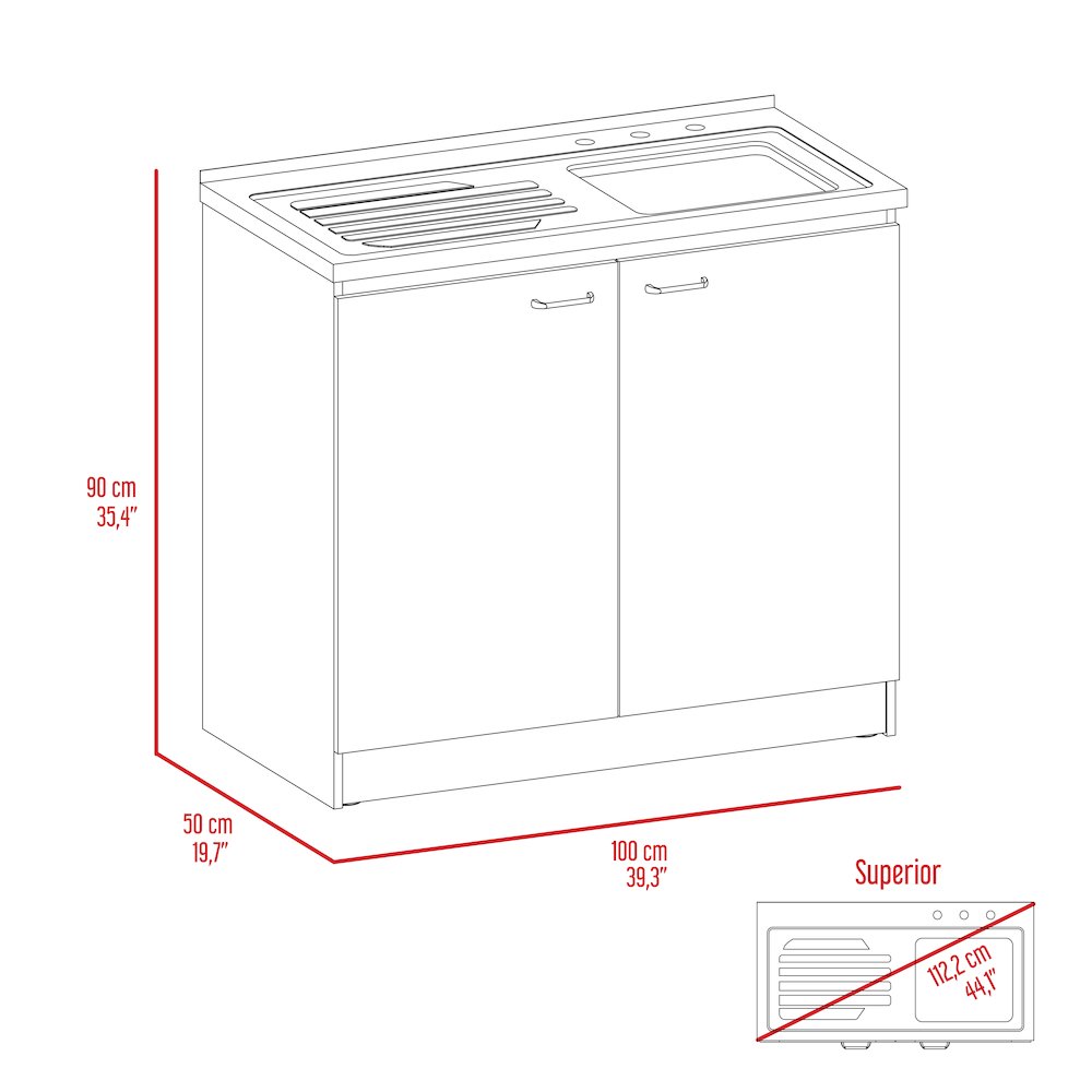 Rectangle 2-Door Utility Sink and Cabinet White. Picture 6