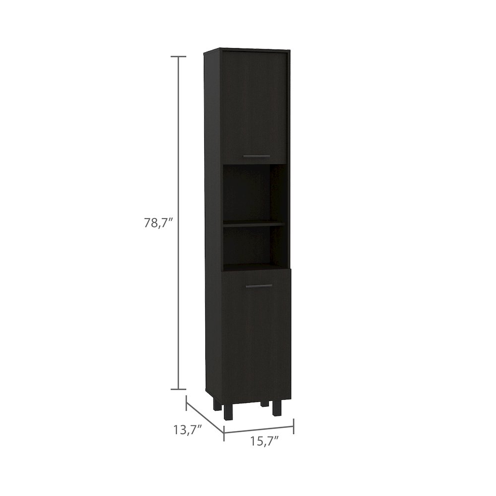 2-Shelf Rectangle Pantry Cabinet Black Wengue. Picture 6