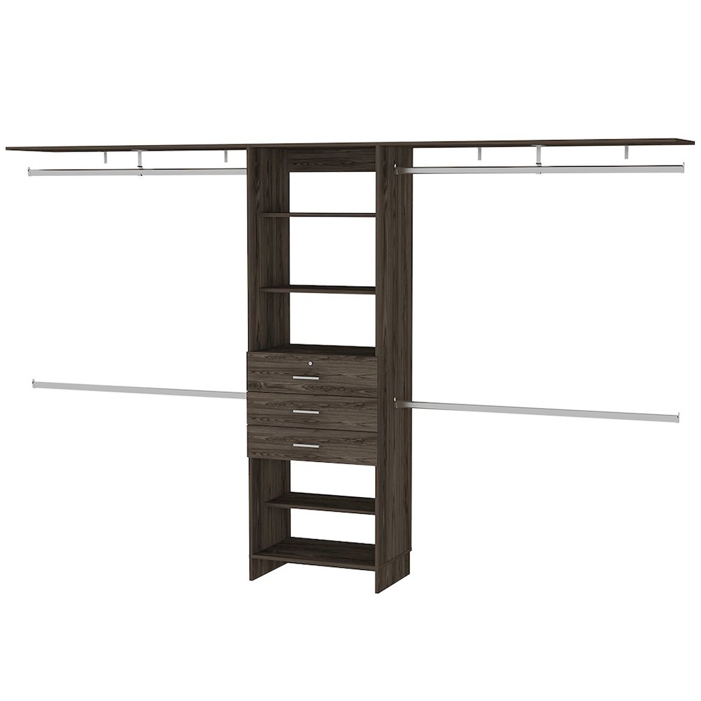 3-Drawer 4-Shelf Closet System Dark Walnut. Picture 2