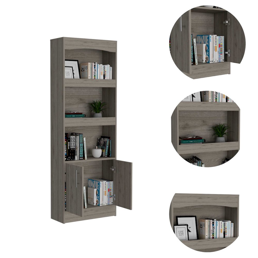 1-Drawer 3-Shelf Bookcase Light Grey. Picture 1