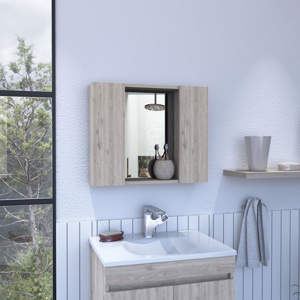 1-Drawer Medicine Cabinet Light Grey. Picture 4