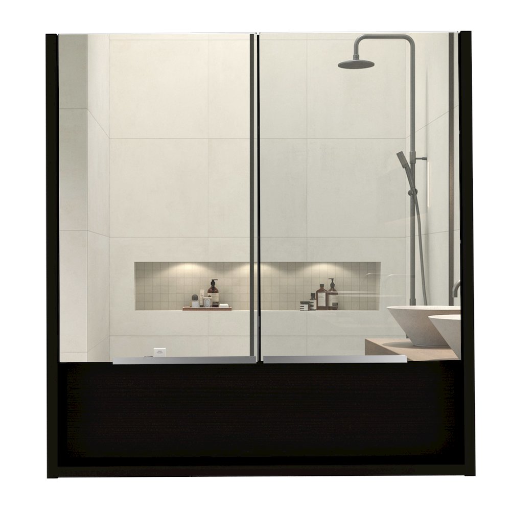 Rectangle Medicine Cabinet with Mirror Black Wengue. Picture 2