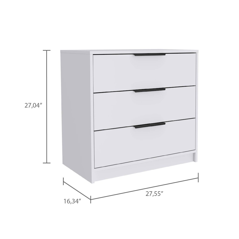 3-Drawer Rectangle Dresser White. Picture 3