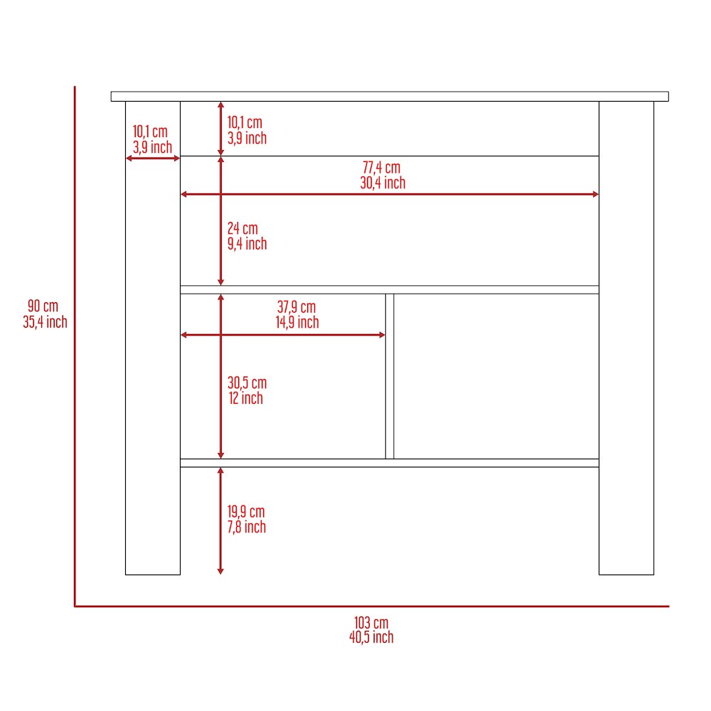 3-Shelf Kitchen Island White and Light Oak. Picture 7