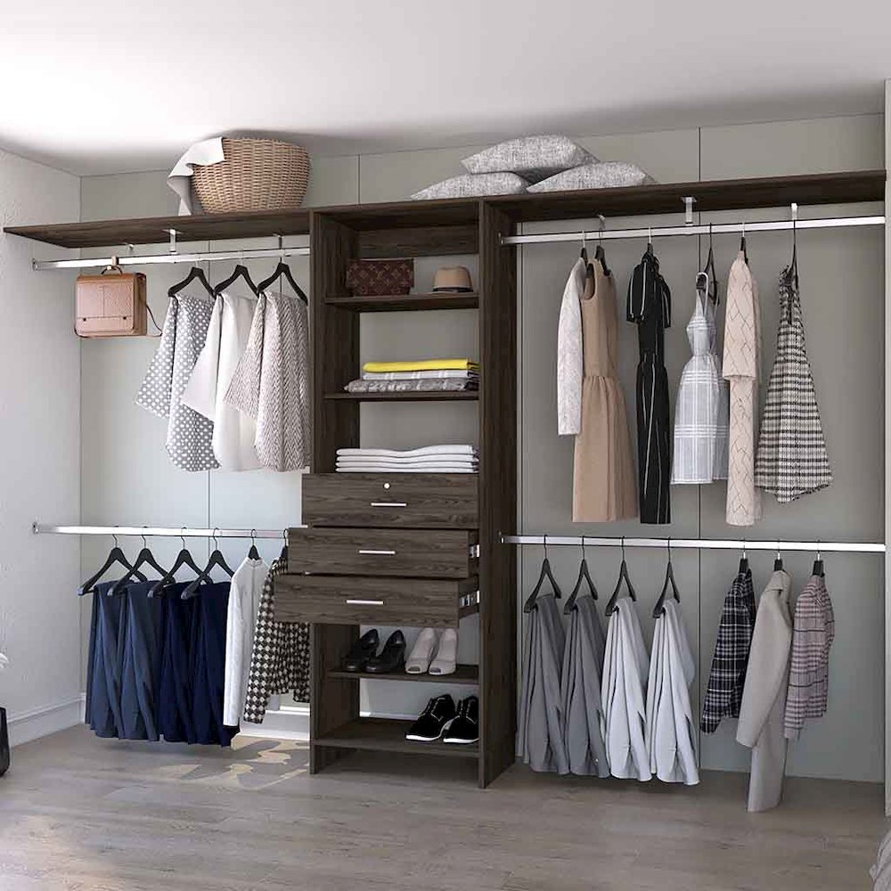 3-Drawer 4-Shelf Closet System Dark Walnut. Picture 5