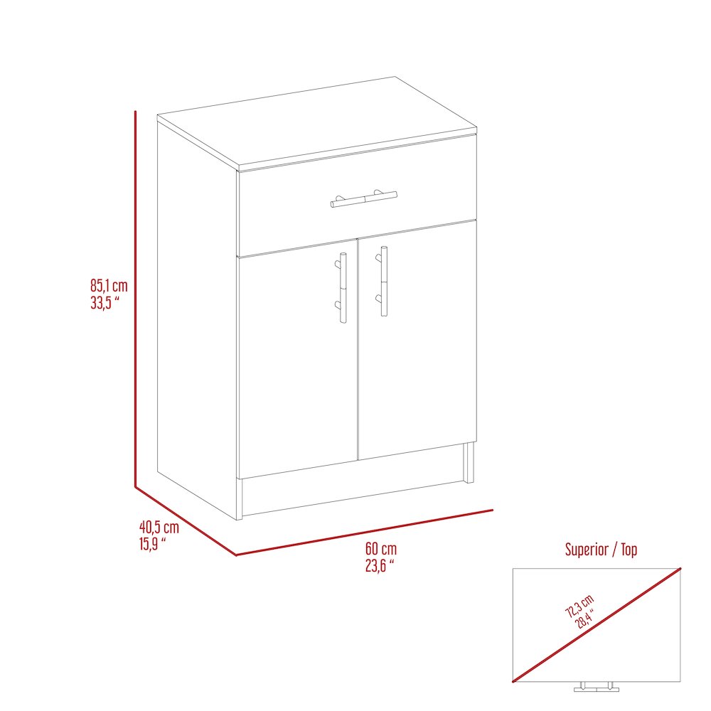 1-Drawer Rectangle Pantry Cabinet White and Light Oak. Picture 7