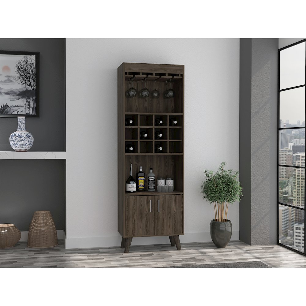1-Drawer 2-Shelf Bar Cabinet Dark Walnut. Picture 4