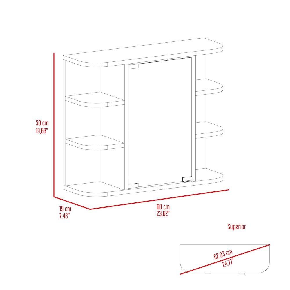 6-Shelf Medicine Cabinet with Mirorr White. Picture 6