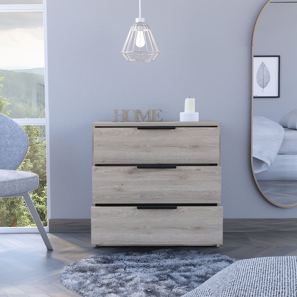 3-Drawer Rectangle Dresser Light Grey. Picture 5