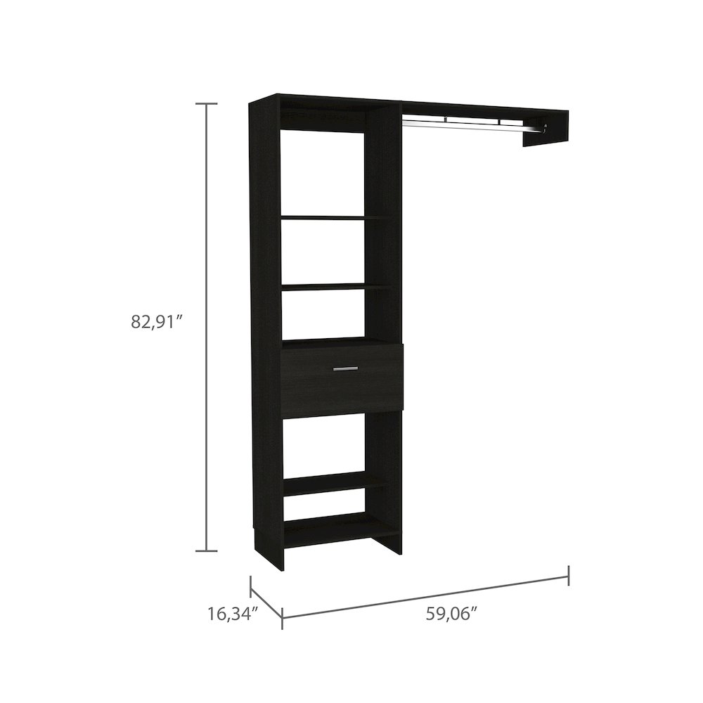 1-Drawer 4-Shelf Closet System Black Wengue. Picture 3