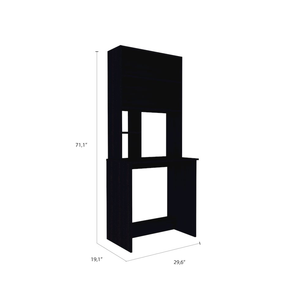 4-Shelf Computer Desk with Hutch Black Wengue. Picture 3