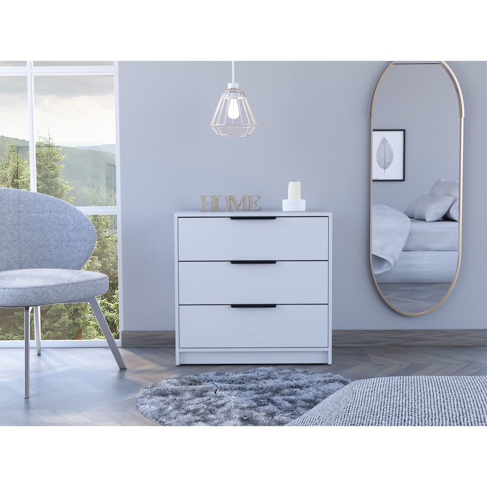 3-Drawer Rectangle Dresser White. Picture 4