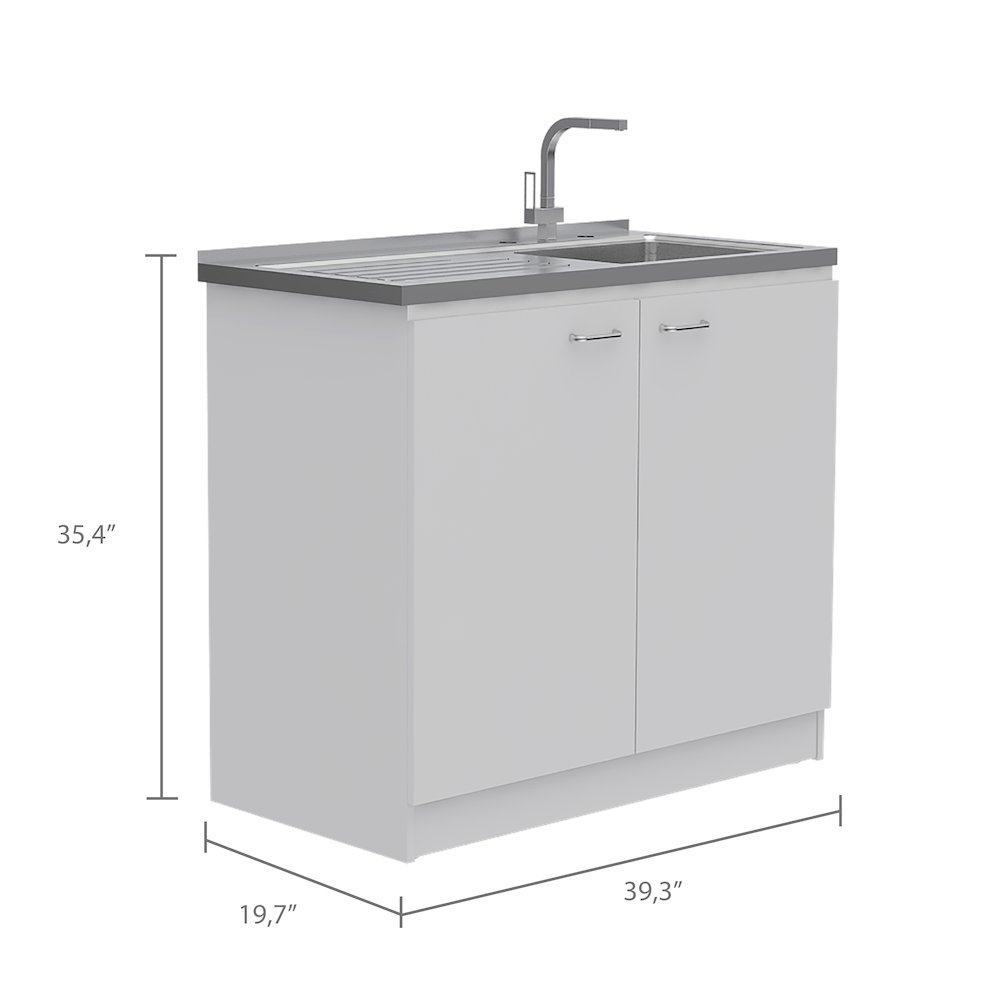 Rectangle 2-Door Utility Sink and Cabinet White. Picture 3
