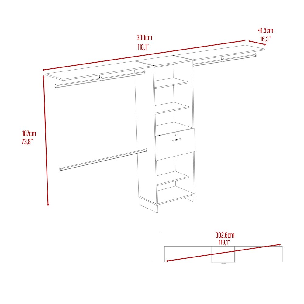 1-Drawer 4-Shelf Closet System Dark Walnut. Picture 6