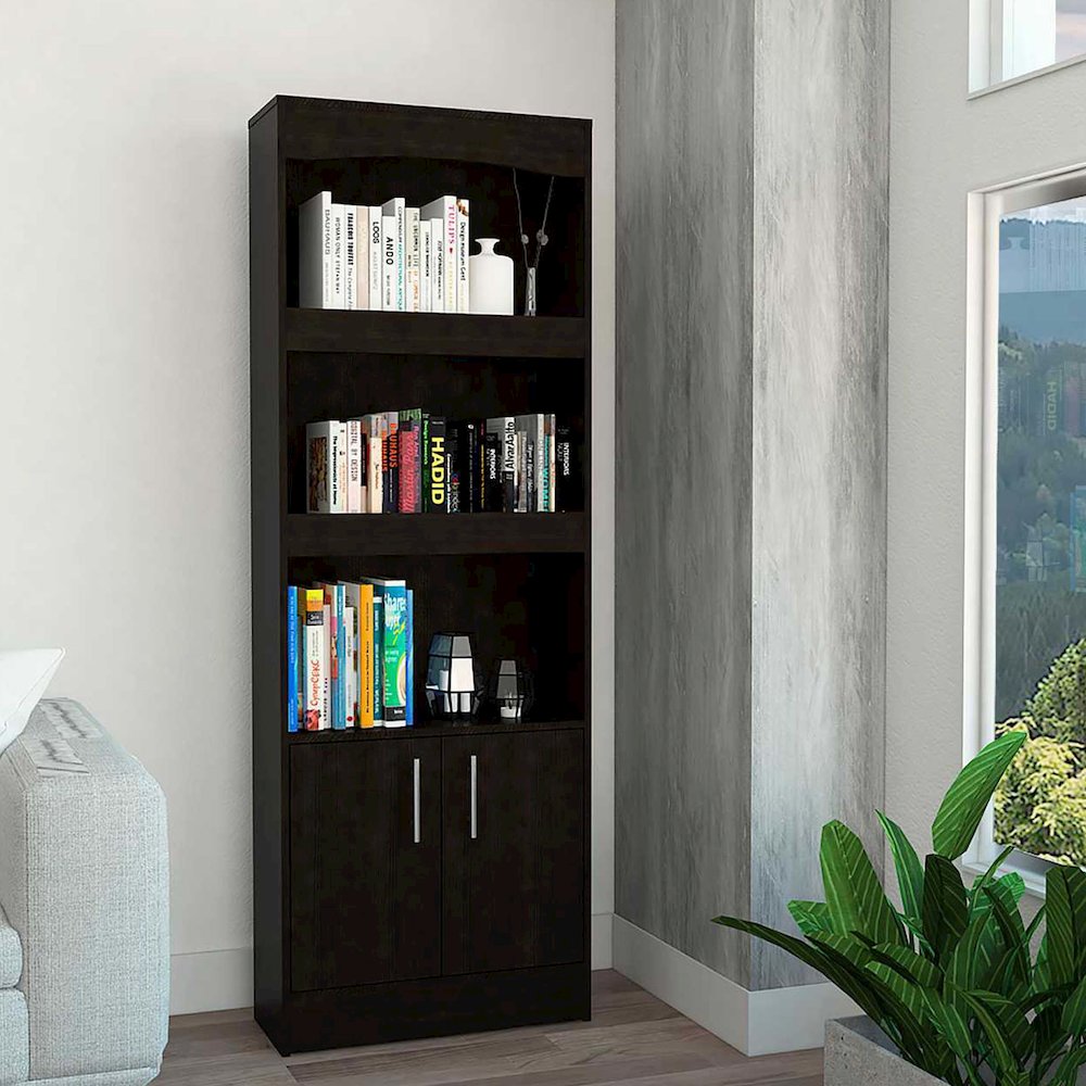 1-Drawer 3-Shelf Bookcase Black Wengue. Picture 4