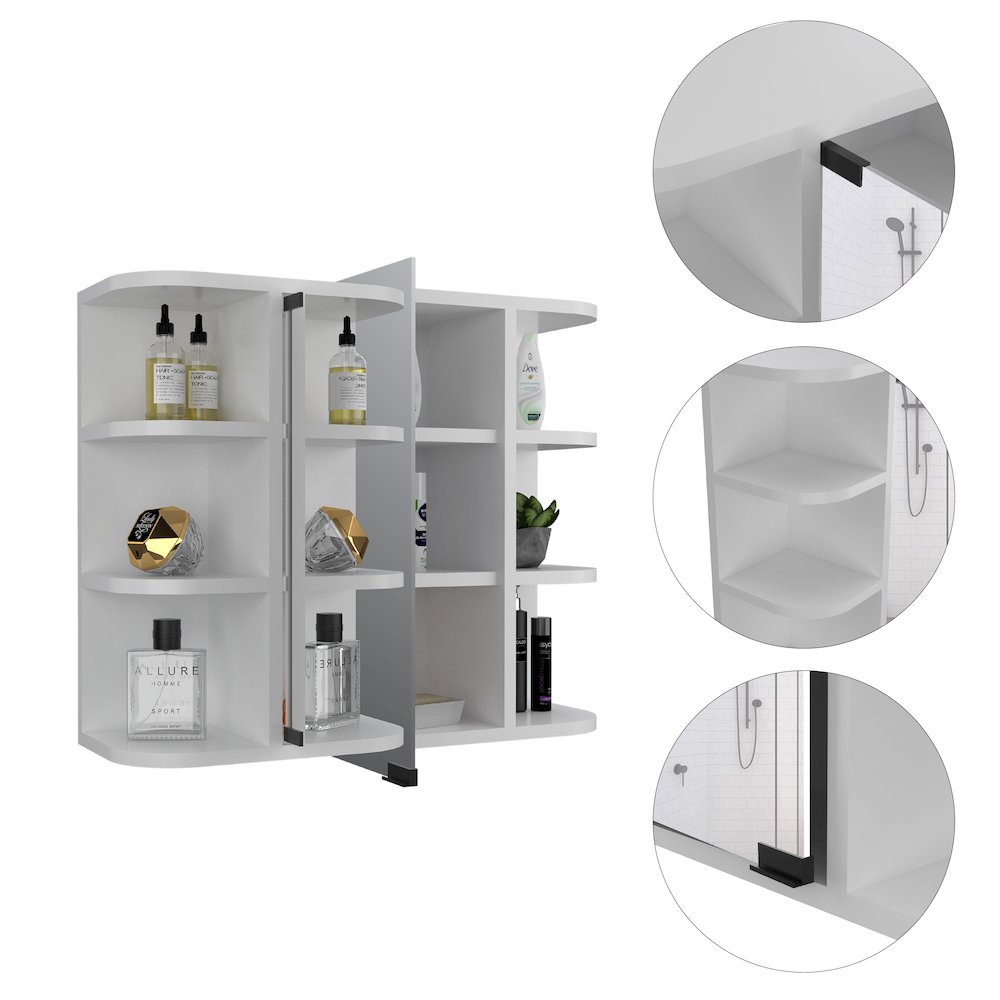 6-Shelf Medicine Cabinet with Mirorr White. Picture 1