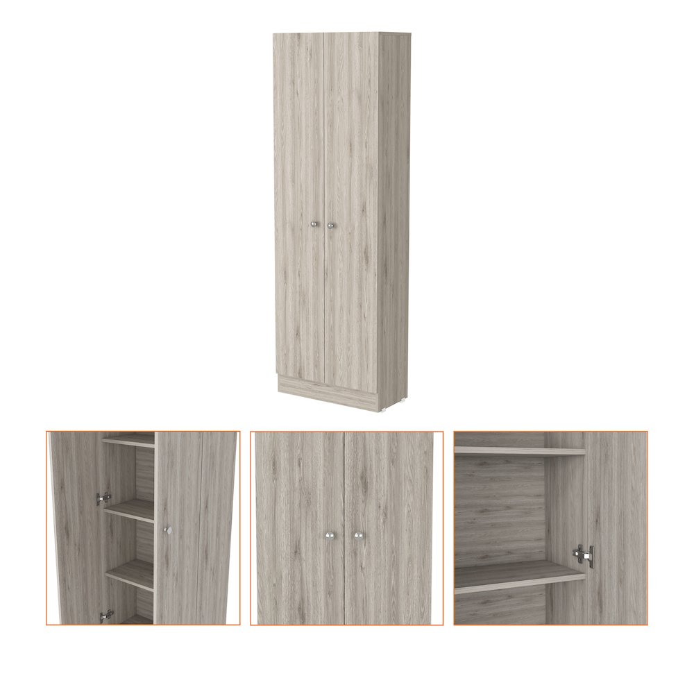 Rectangle 2-Door Storage Tall Cabinet Light Grey. Picture 1
