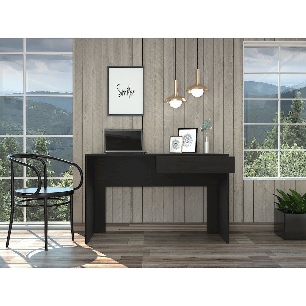 1-Drawer Computer Desk Black Wengue. Picture 5