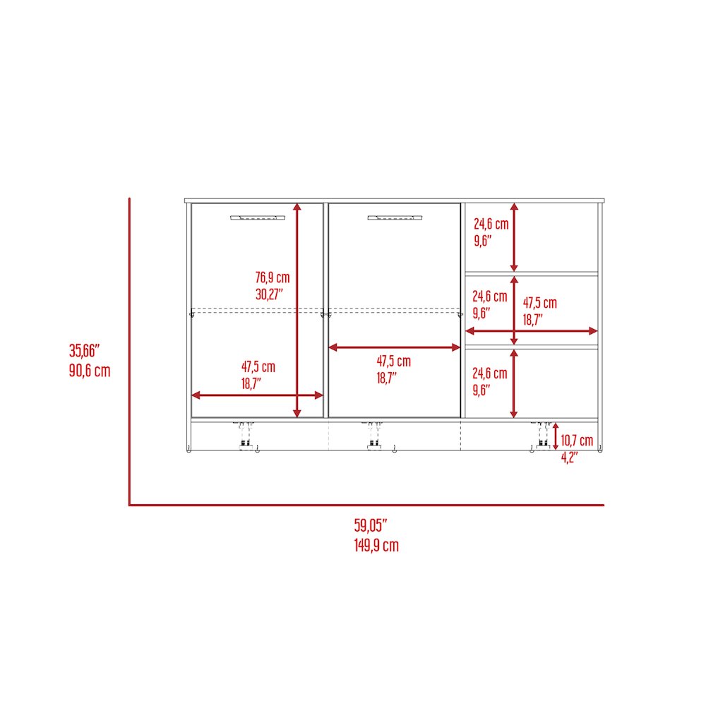 3-Shelf Rectangle Kitchen Island White and Dark Brown. Picture 6