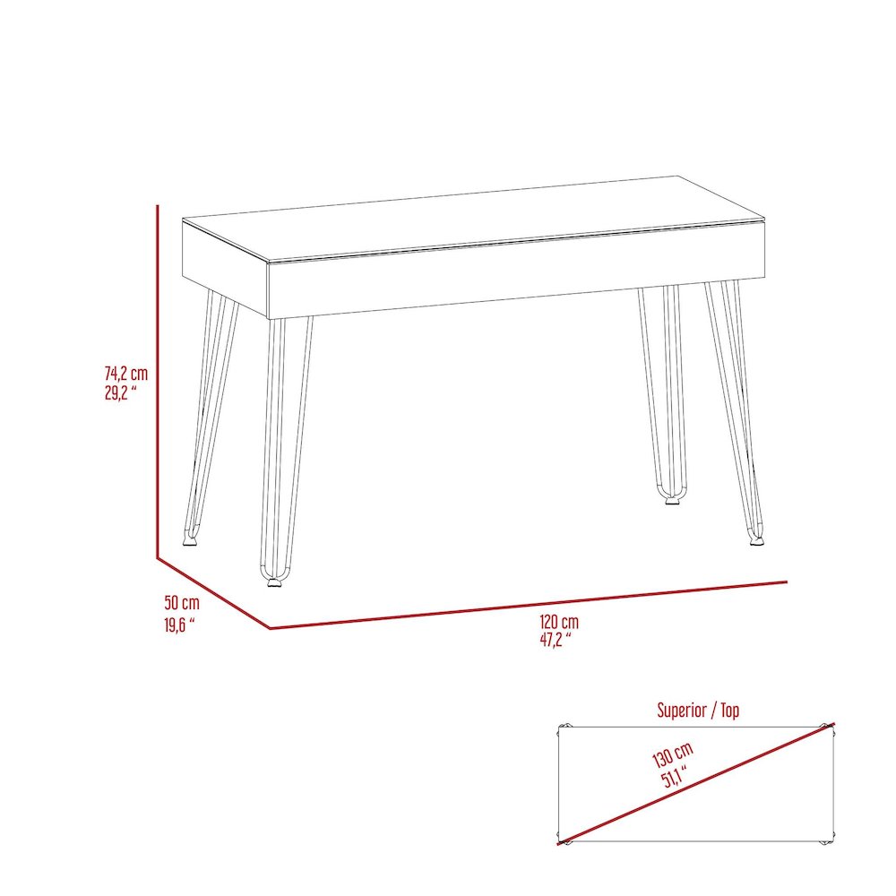 1-Drawer Rectangle Writing Desk with Hairpin Legs Mahogany. Picture 6
