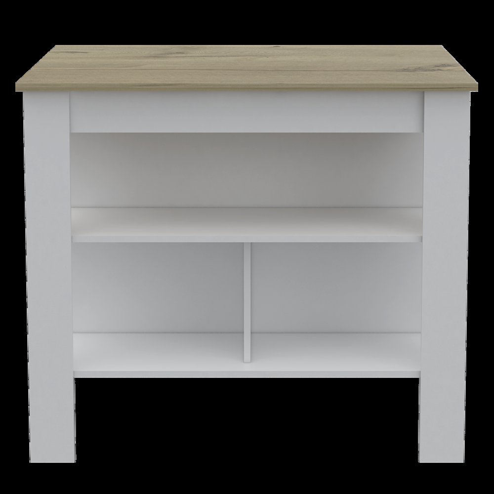 3-Shelf Kitchen Island White and Light Oak. Picture 2