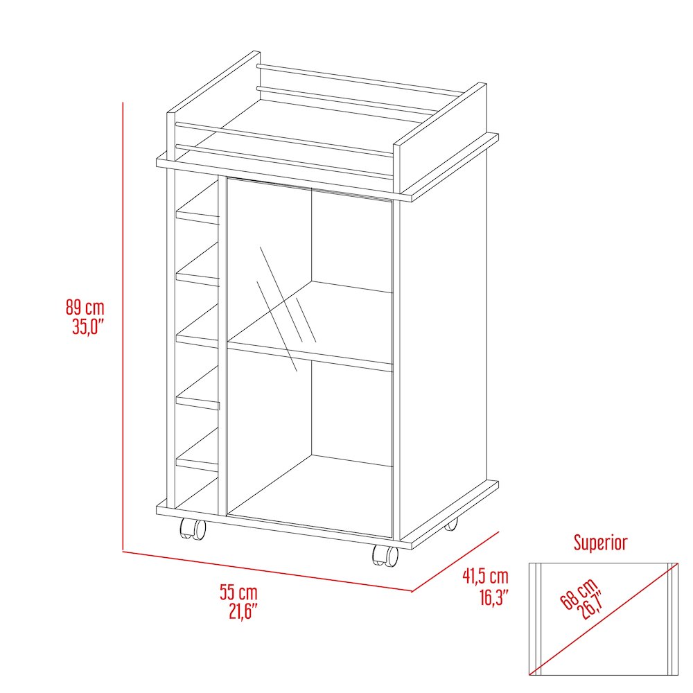 6-Bottle 3-Shelf Bar Cart Carbon Espresso. Picture 6