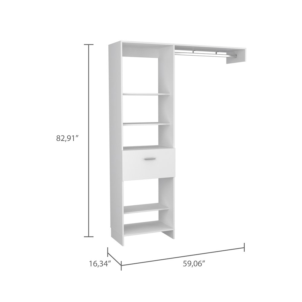 1-Drawer 4-Shelf Closet System White. Picture 3