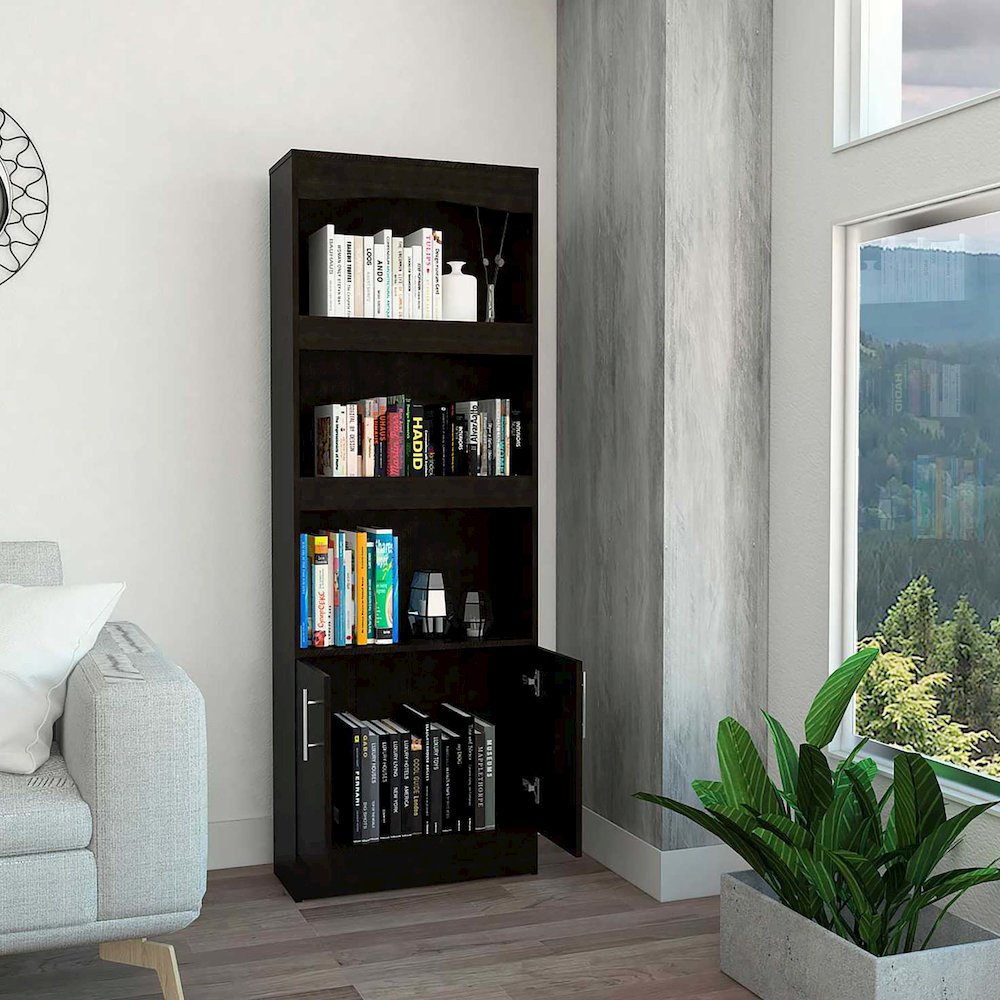 1-Drawer 3-Shelf Bookcase Black Wengue. Picture 5