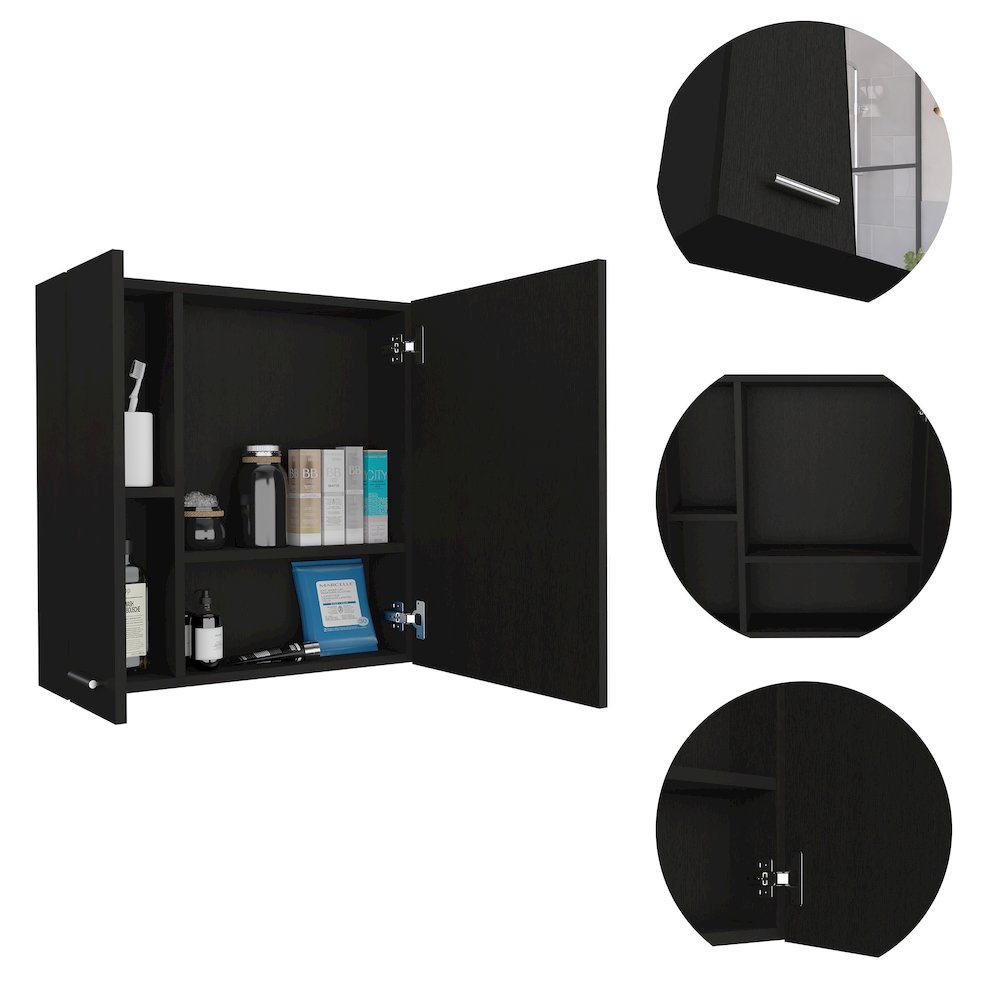 4-Shelf Medicine Cabinet Black Wengue. Picture 1