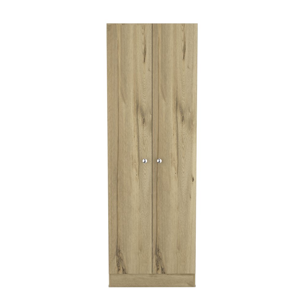 Rectangle 2-Door Storage Tall Cabinet Light Oak and Black Wengue. Picture 2