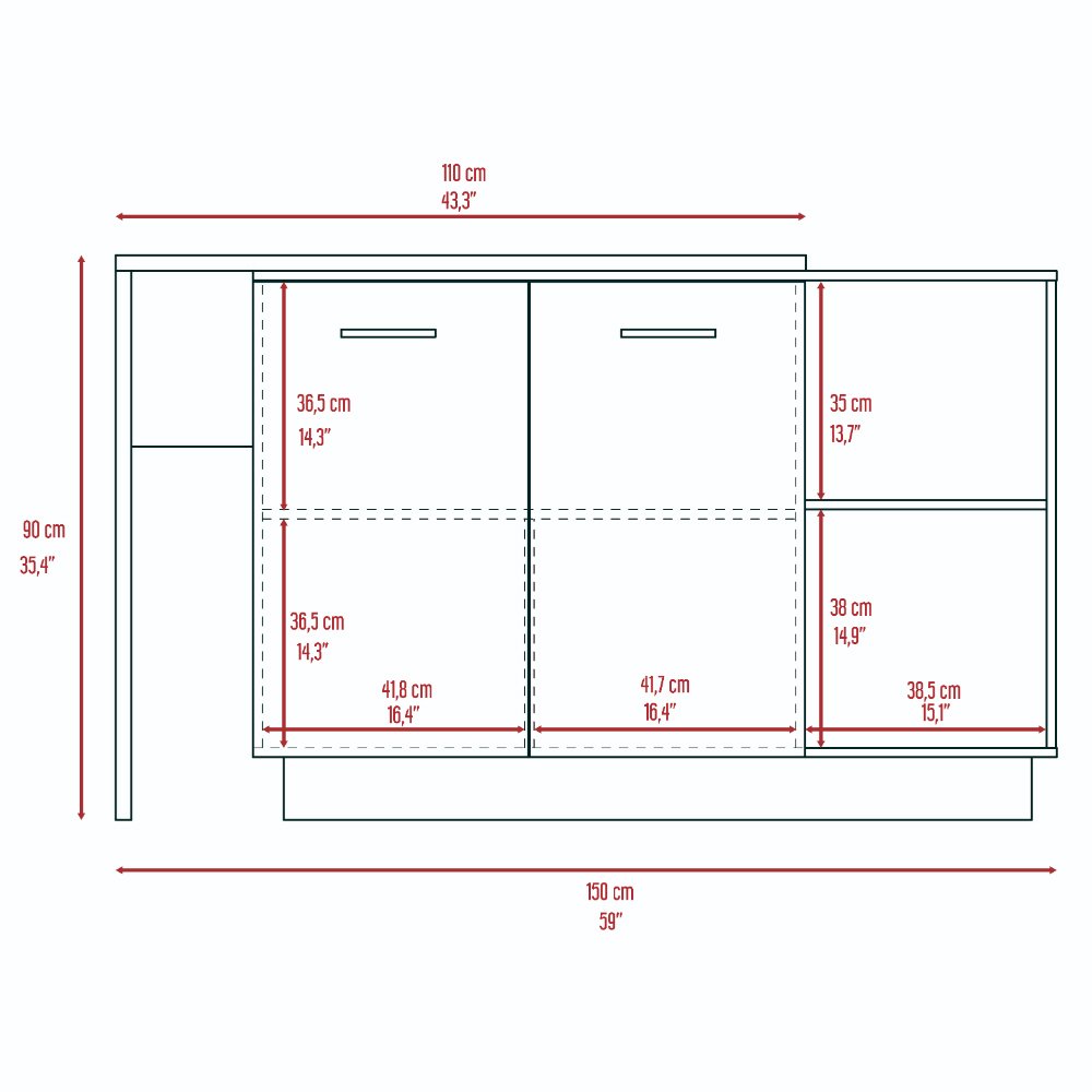 2-Shelf 1-Drawer Kitchen Island Black Wengue and Light Oak. Picture 8