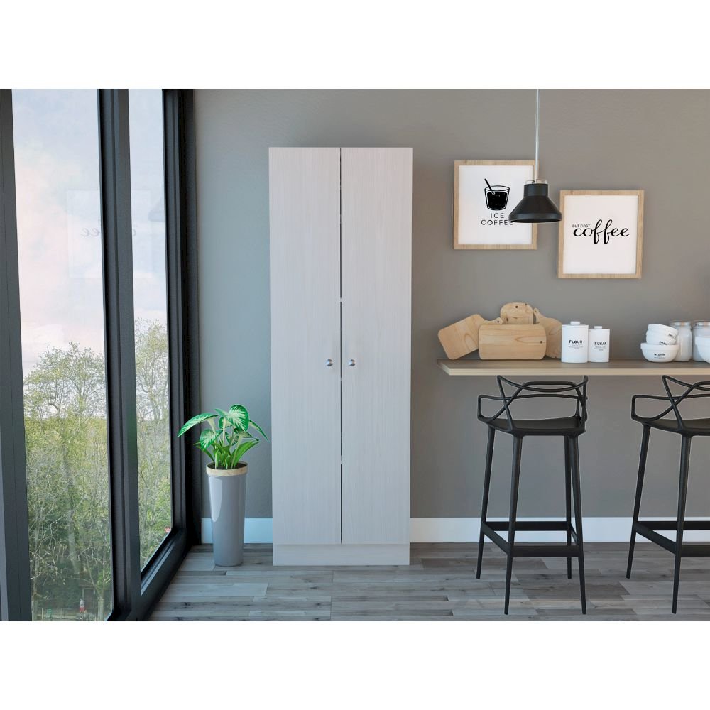 Rectangle 2-Door Storage Tall Cabinet White Washed Oak. Picture 4
