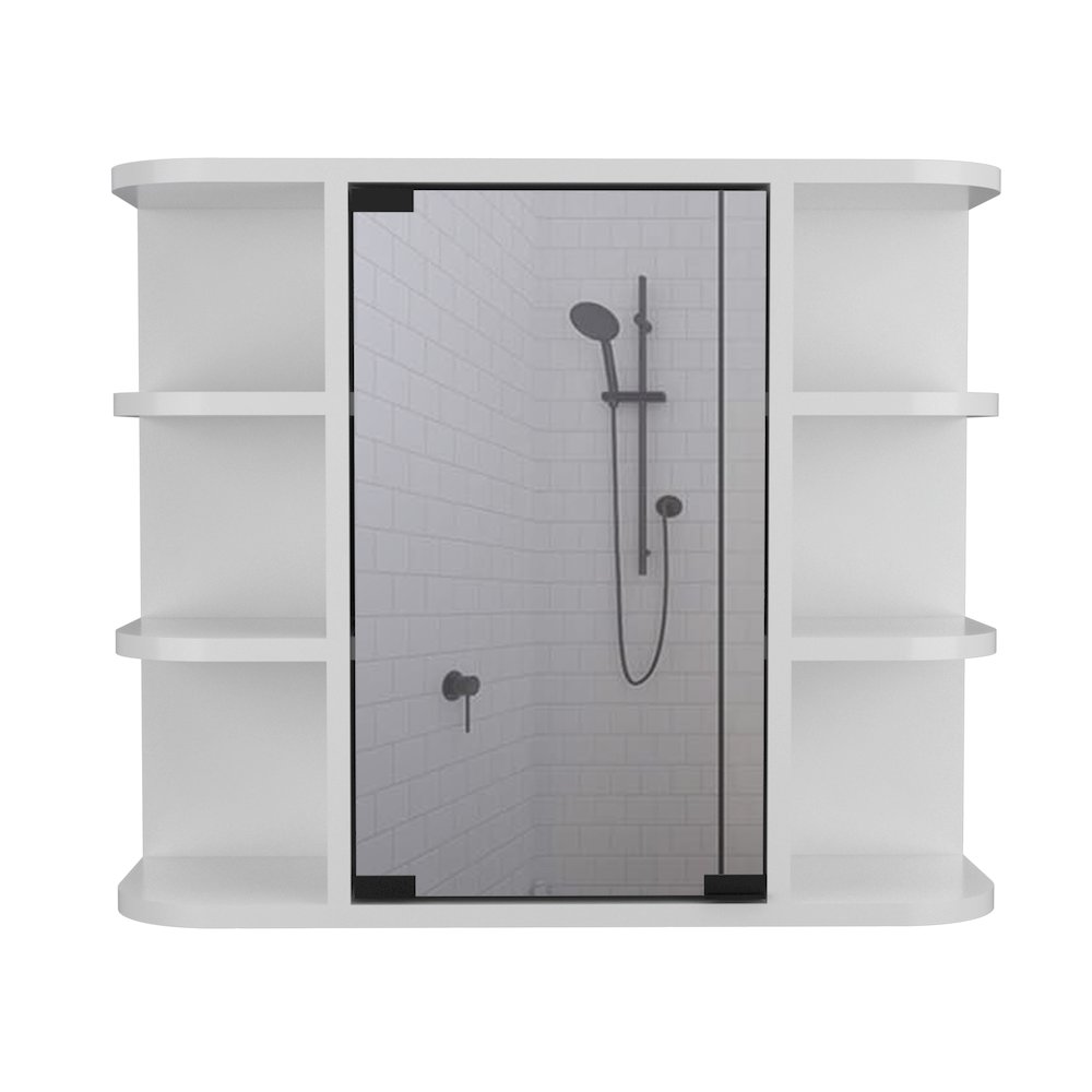 6-Shelf Medicine Cabinet with Mirorr White. Picture 2